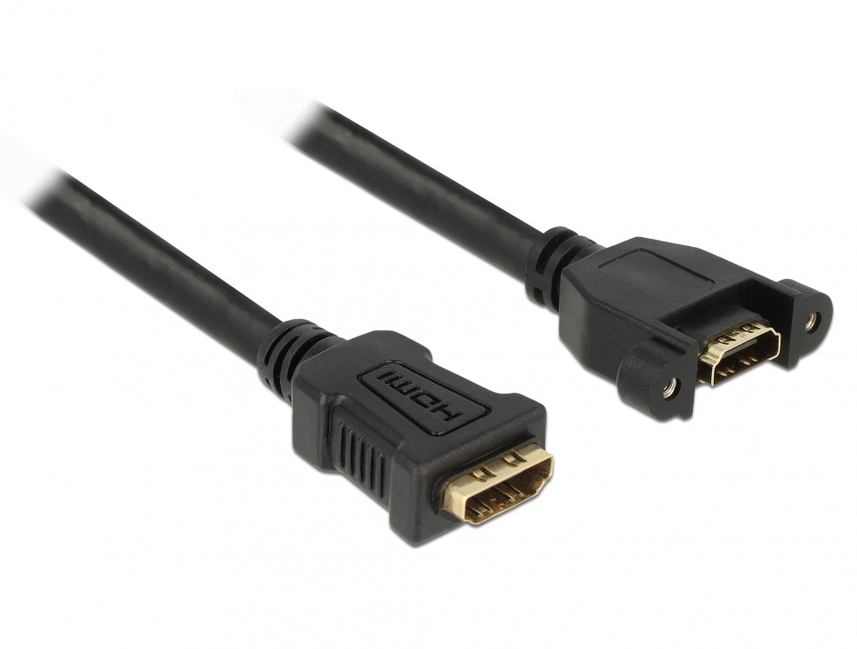 Cablu HDMI tip A M-M panel-mount 4K 30 Hz 0.5m, Delock 85465 imagine noua