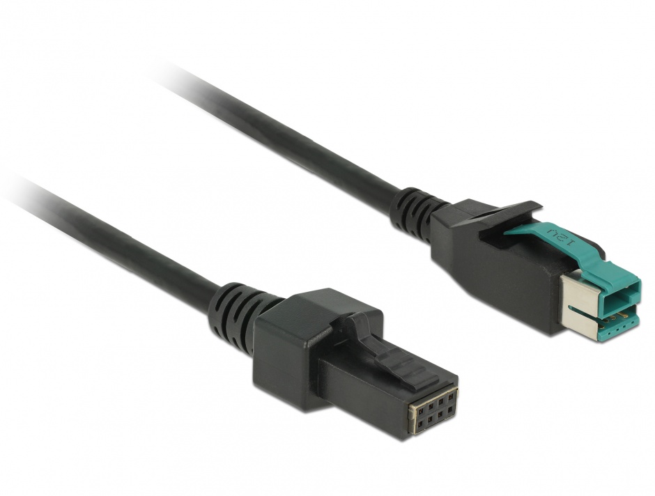Cablu PoweredUSB 12 V la 2 x 4 pini T-T 1m pentru POS/terminale, Delock 85482 imagine noua