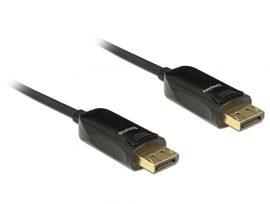 Cablu activ optic displayport 1.2 4k 60hz t-t negru 50m, delock 85523