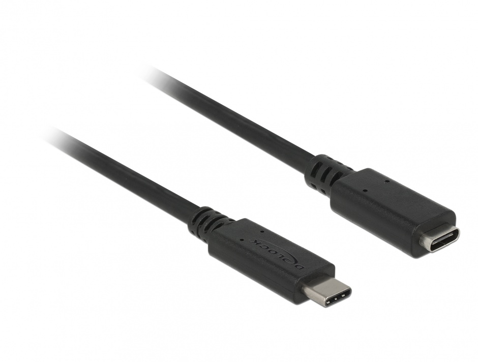 Cablu prelungitor USB 3.1 Gen 1 tip C T-M 3A 2m Negru, Delock 85542 3.1