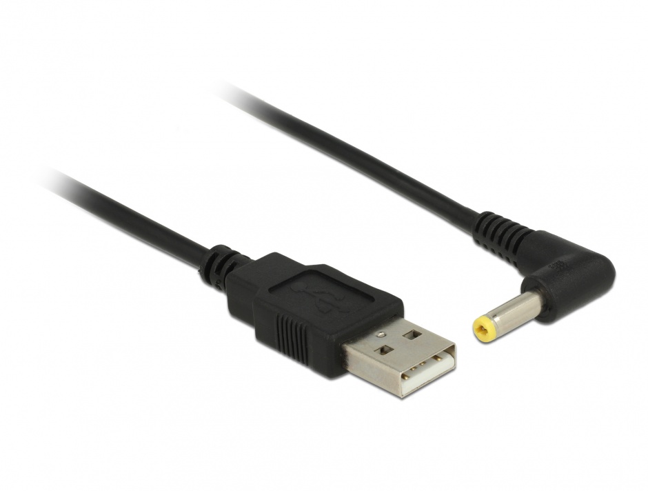 Cablu de alimentare USB la DC 4.0 x 1.7 mm unghi 90 grade 1.5m, Delock 85544