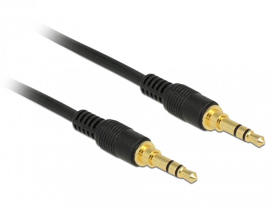Cablu audio jack stereo 3.5mm (pentru smartphone cu husa) T-T 2m negru, Delock 85549 conectica.ro