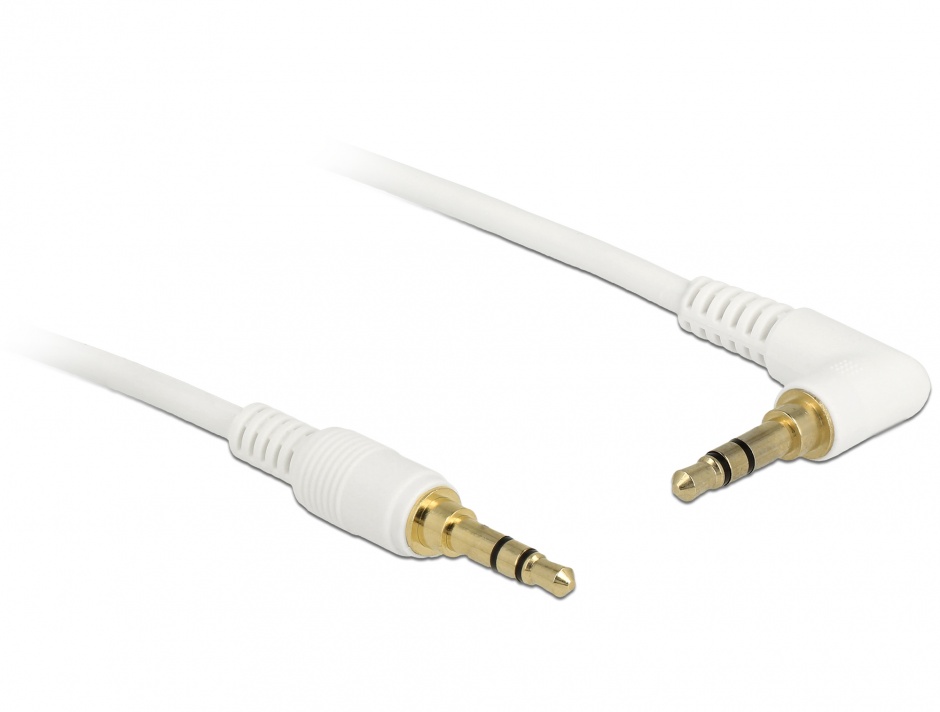 Cablu stereo jack 3.5 mm 3 pini (pentru smartphone cu husa) unghi 1m t-t alb, delock 85567