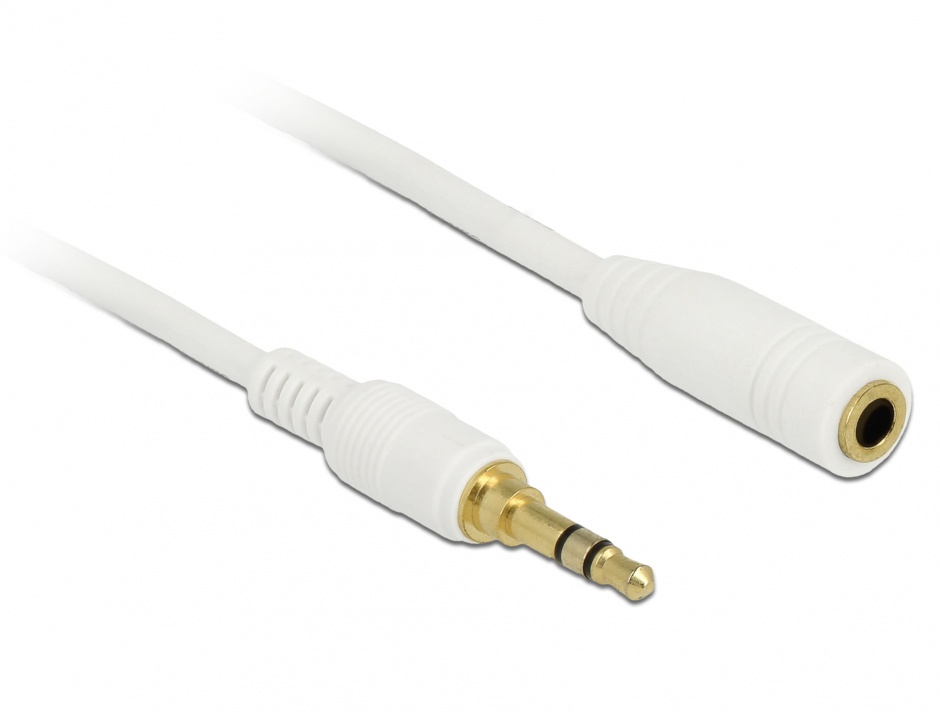 Cablu prelungitor audio jack 3.5mm (pentru smartphone cu husa) 3 pini t-m 0.5m alb, delock 85575