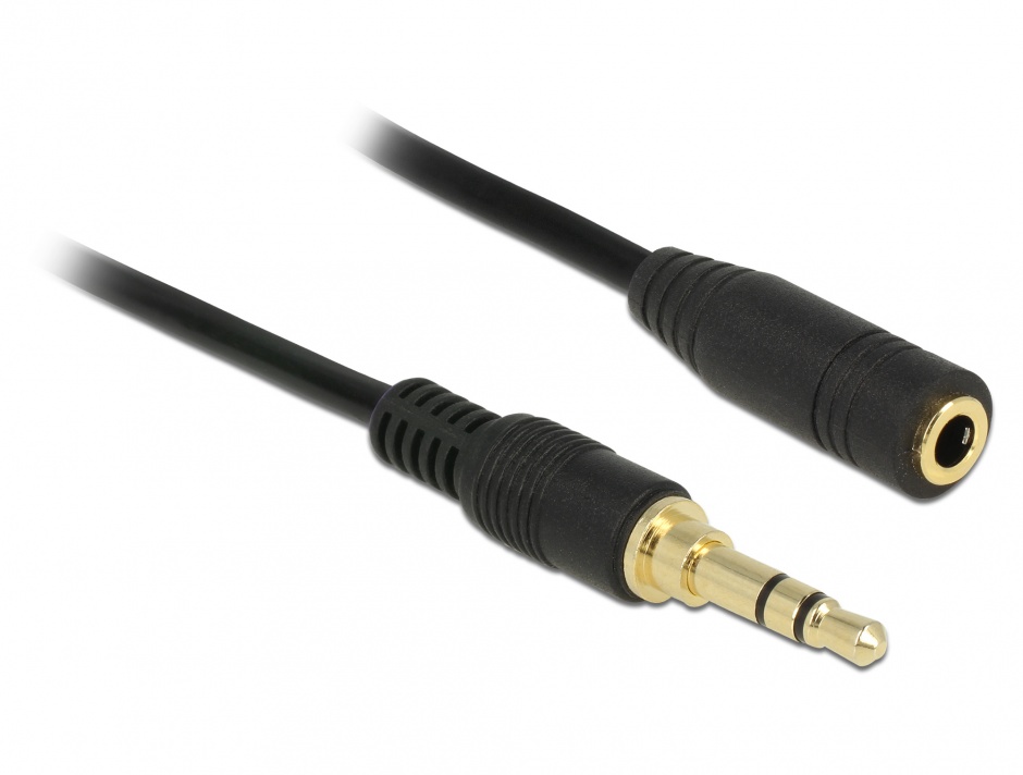 Cablu prelungitor audio jack 3.5mm (pentru smartphone cu husa) 3 pini T-M 1m Negru, Delock 85576 conectica.ro
