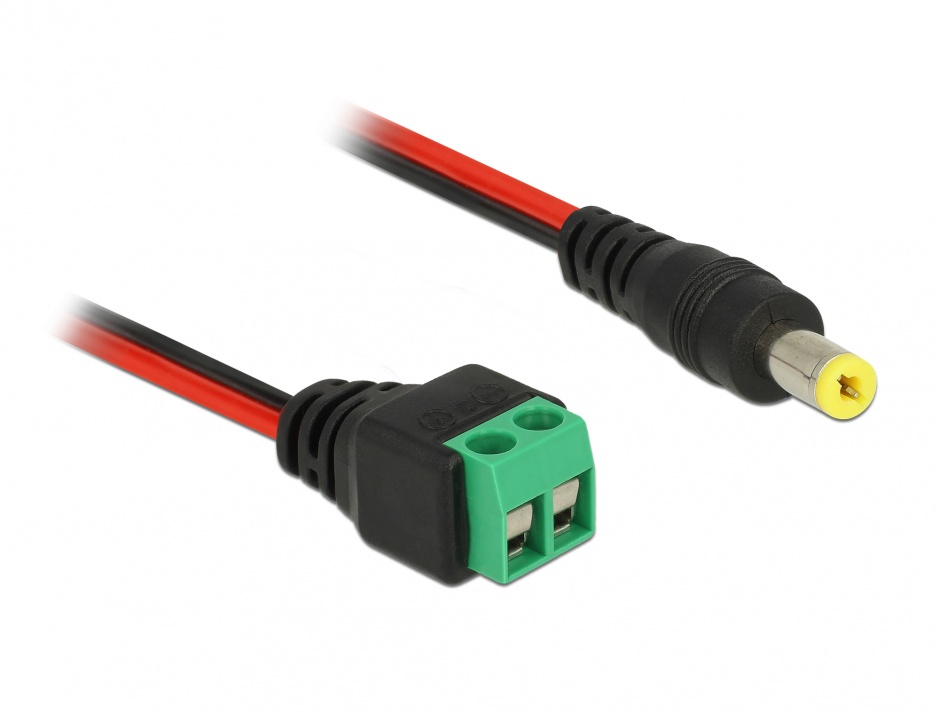 Cablu de alimentare DC 5.5 x 2.1 mm la bloc terminal 2 pini 15cm, Delock 85712