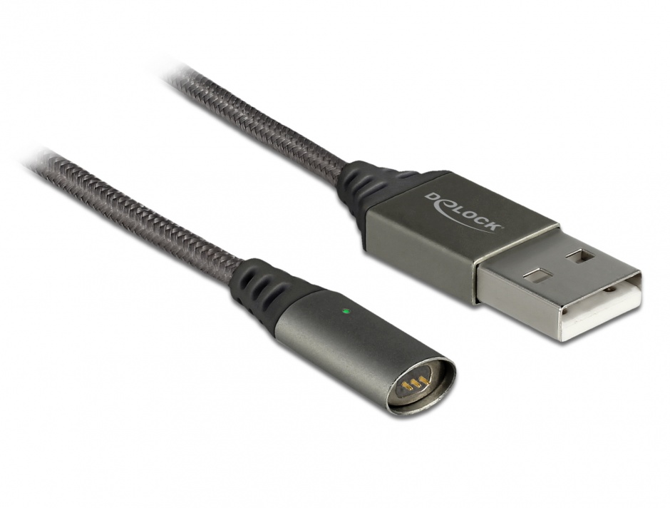 Cablu USB de incarcare magnetic 1.1m Antracit, Delock 85725