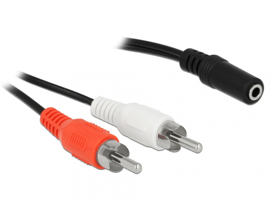 Cablu 2 x RCA la jack stereo 3 pini 3.5mm T-M 1.4m, Delock 85808 1.4m