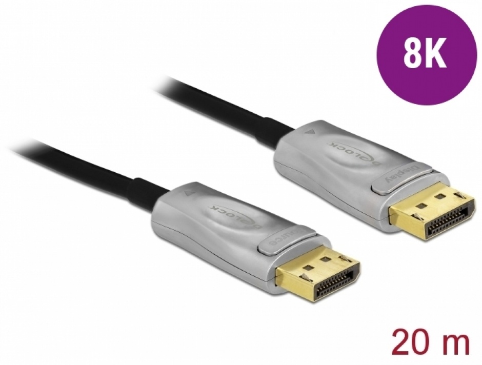 Cablu DisplayPort activ optic v1.4 8K60Hz/4K144Hz T-T 20m, Delock 85887 imagine noua