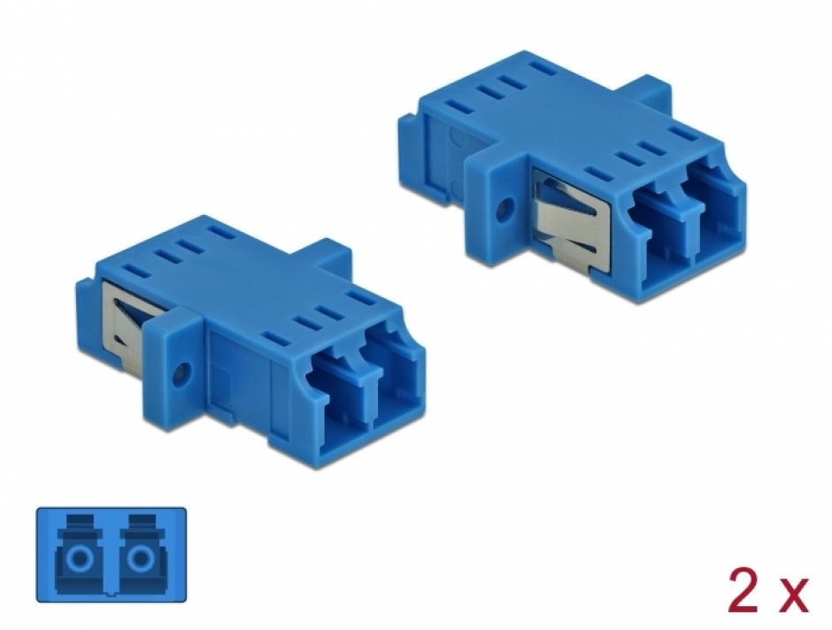 Set 2 buc cupla fibra optica LC Duplex la LC Duplex Single-mode Albastru, Delock 85999