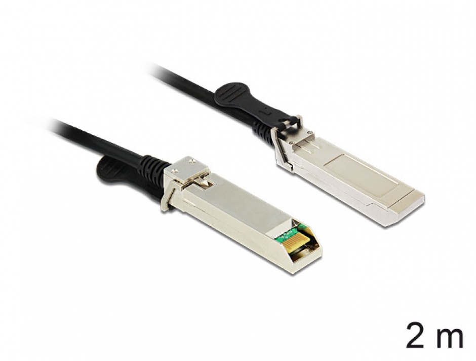 Cablu Twinax SFP+ T-T 2m, Delock 86200 conectica.ro