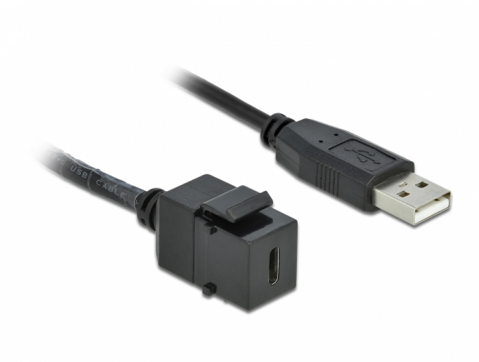 Modul keystone USB 2.0-C la USB-A M-T 25cm, Delock 86378 imagine noua