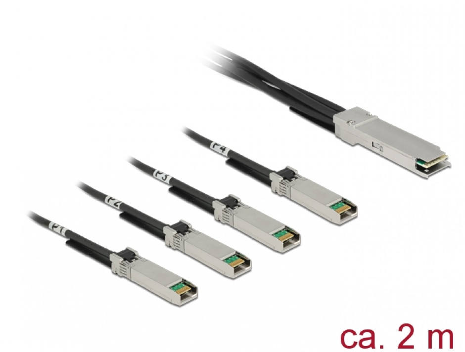 Cablu Twinax QSFP28 la 4 x SFP28 2m, Delock 86432