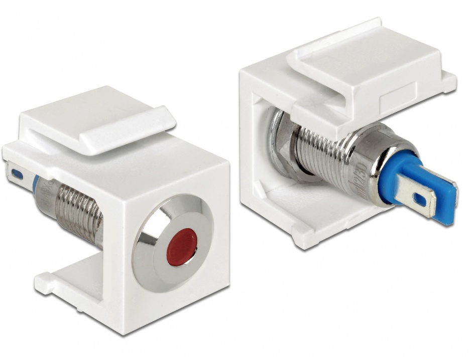 Keystone alb cu led rosu 6v flat, delock 86433