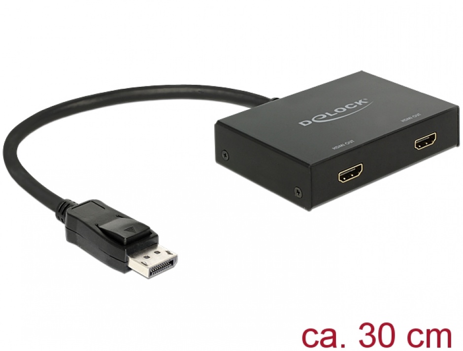 Multiplicator Displayport la 2 x HDMI 4k, Delock 87666 conectica.ro