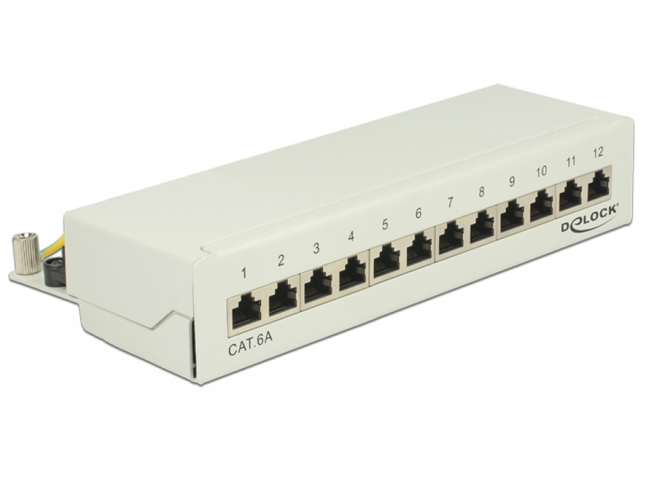 Patch Panel 12 porturi Cat.6A gri, Delock 87675