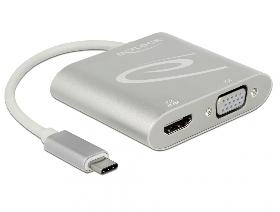 Adaptor USB-C (DP Alt Mode) la 1 x HDMI + 1 x VGA, Delock 87705 conectica.ro imagine noua tecomm.ro