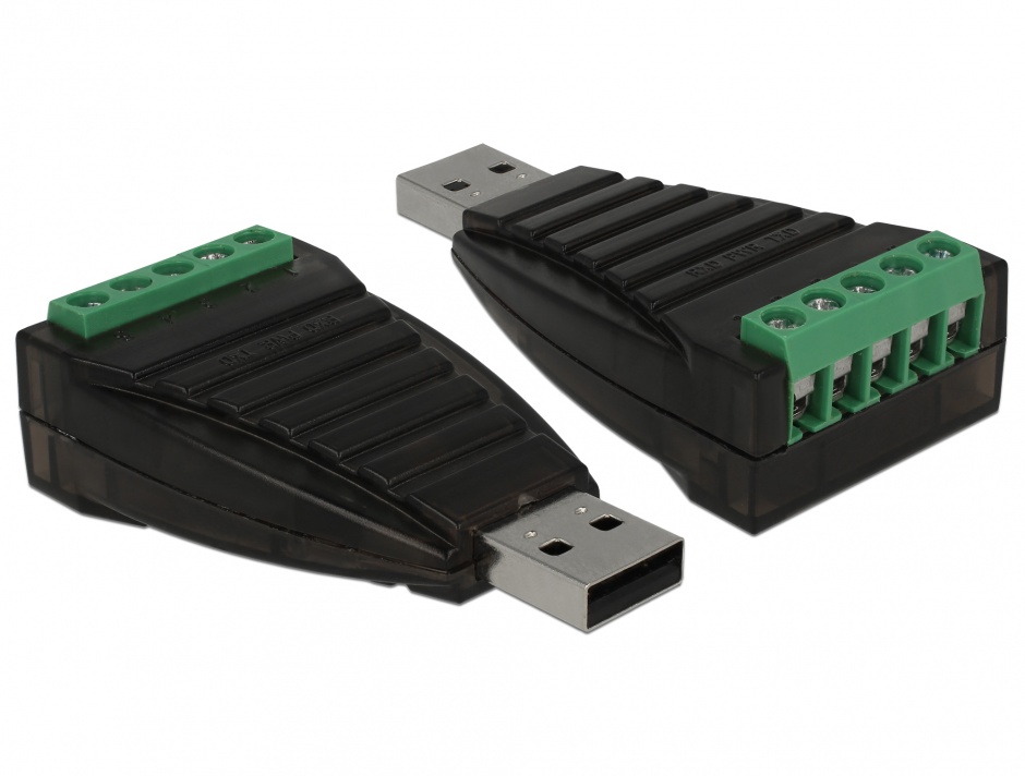 Adaptor USB la Serial RS-422/485 terminal block cu surge protection 600 W isolation 2.5 kV extended, Delock 87738 conectica.ro