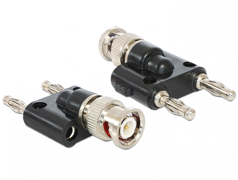 Adaptor bnc la 2 x 4 mm banana t-t (spring connector), delock 88572