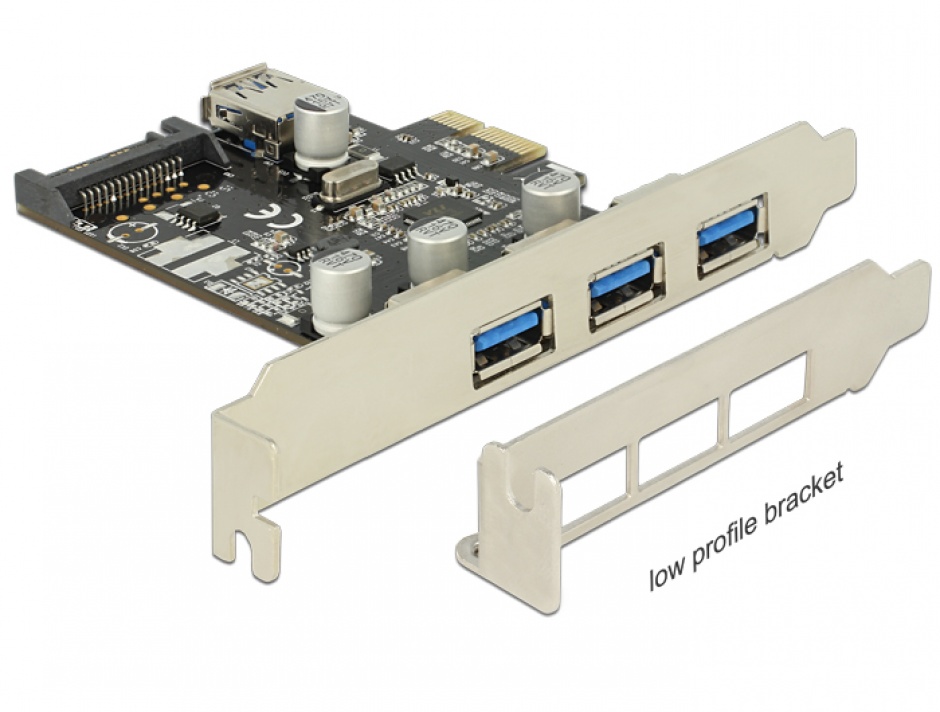 Placa PCI Express la 3 porturi externe + 1 port intern USB 3.0, Delock 89301 3.0 imagine noua