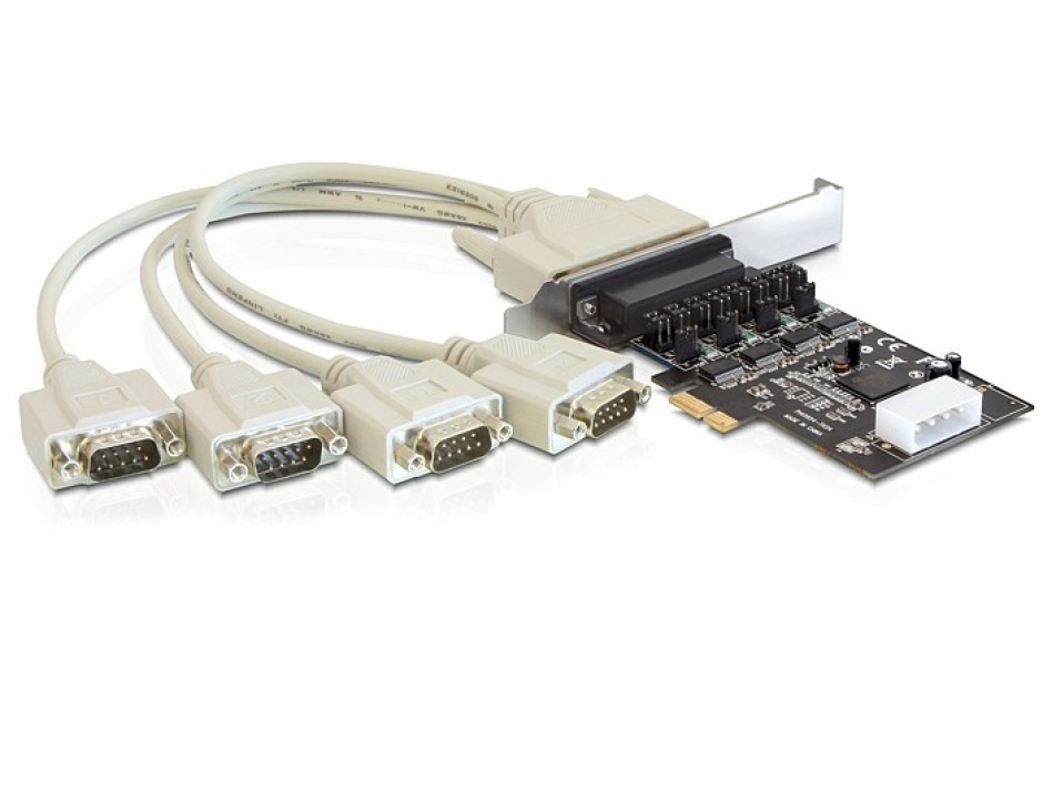 Placa pci express la 4 x serial rs232 power management, delock 89306