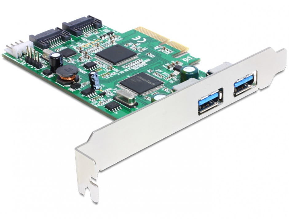 PCI Express cu 2 x USB 3.0 externe , 2 x SATA 6 Gb/s interne, Delock 89359 conectica.ro