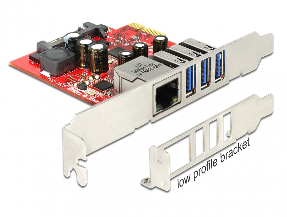 PCI Express cu 3 x USB 3.0 + 1 x Gigabit LAN externe, Delock 89382 3.0 imagine noua
