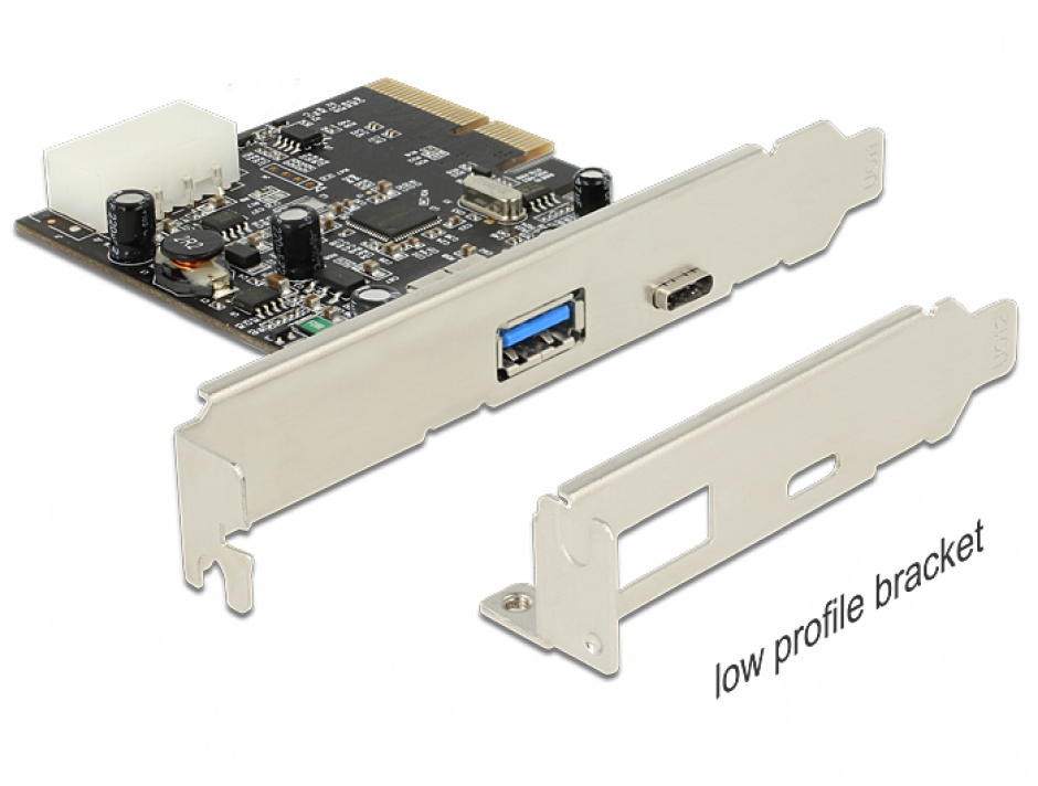 Pci express cu 1 x usb tip c 3.1 + 1 x usb-a 3.1 gen 2, delock 89417 