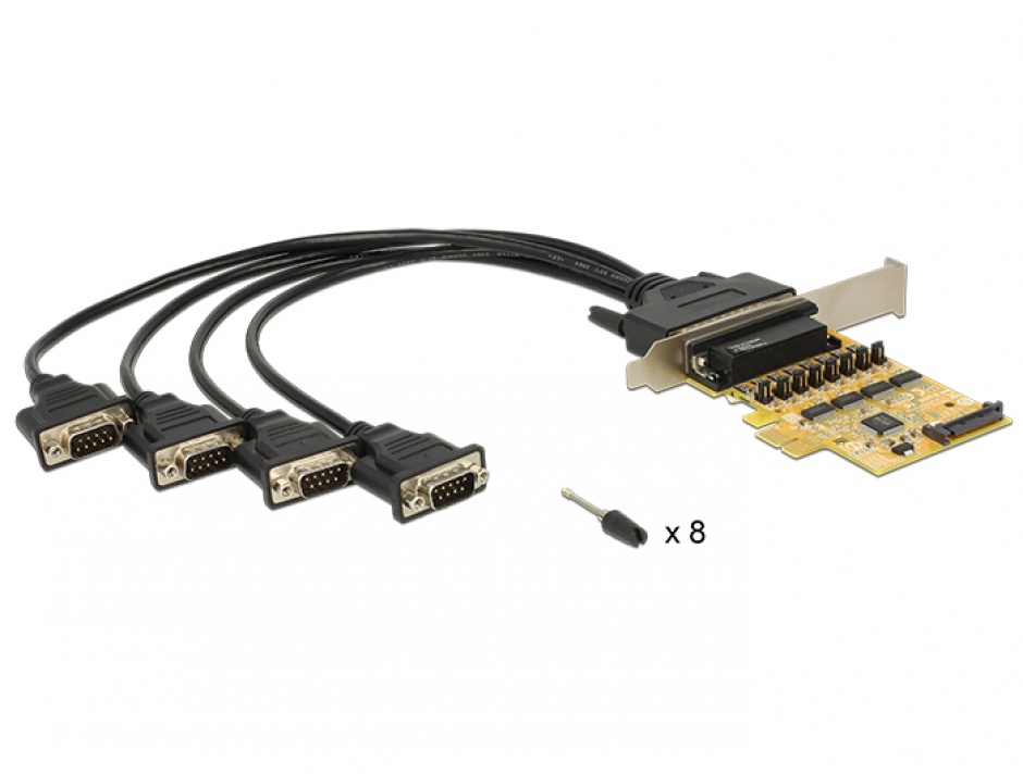 PCI Express cu 4 x Serial RS232 cu voltage supply, Delock 89447 conectica.ro