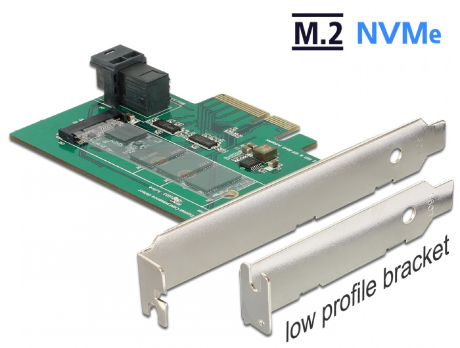 PCI Express Card la 1 x internal NVMe M.2 PCIe / 1 x internal SFF-8643 NVMe Low Profile Form Factor, Delock 89517 imagine noua