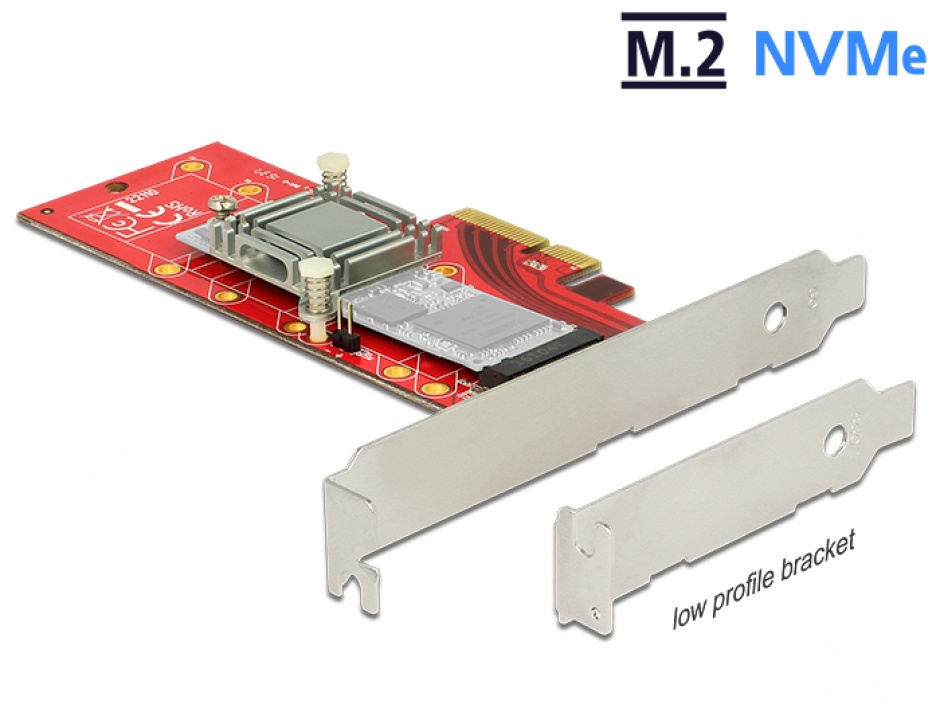 PCI Express la 1 x NVMe M.2 Key M 110 mm cu radiator, Delock 89577 110