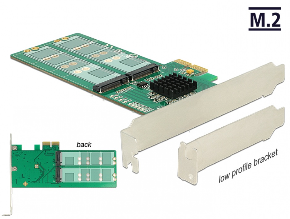 PCI Express la 4 x internal M.2 Key B – Low Profile Form Factor, Delock 89588 conectica.ro