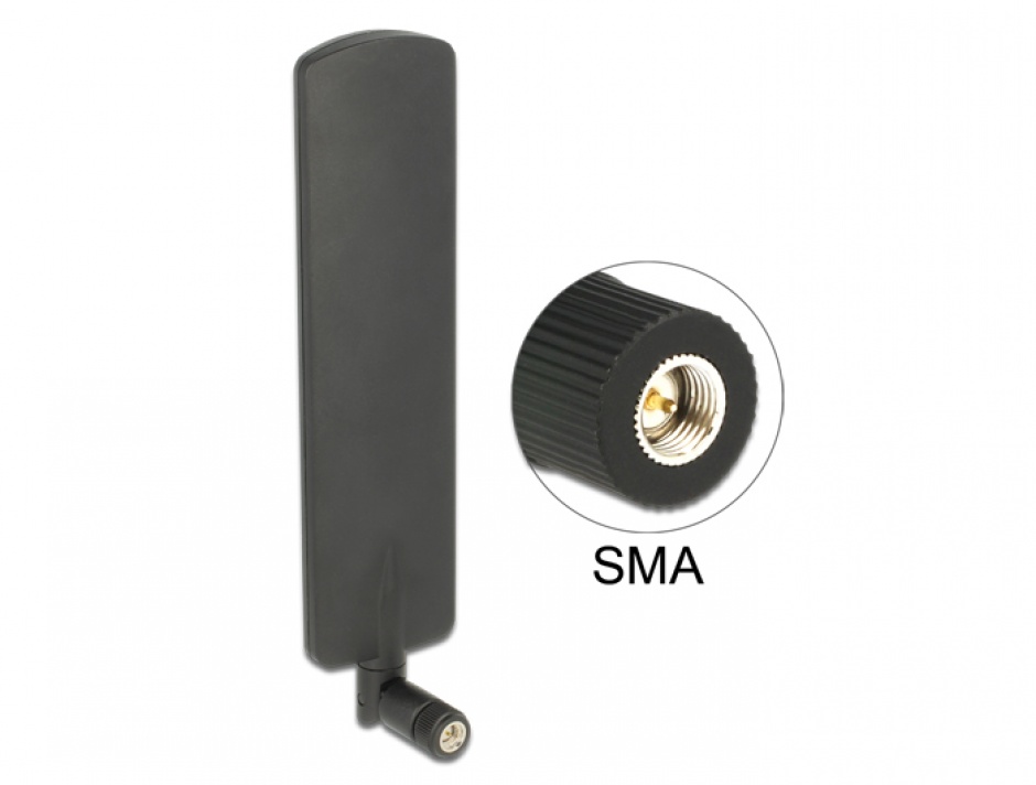 Antena LTE rotabila omnidirectionala SMA plug 2 dBi neagra, Delock 89604 89604
