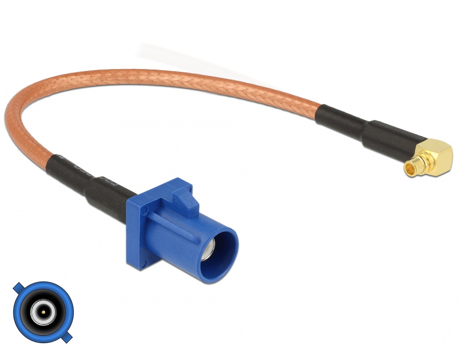 Cablu antena fakra c plug la mmcx 90° plug rg-316 15 cm, delock 89668