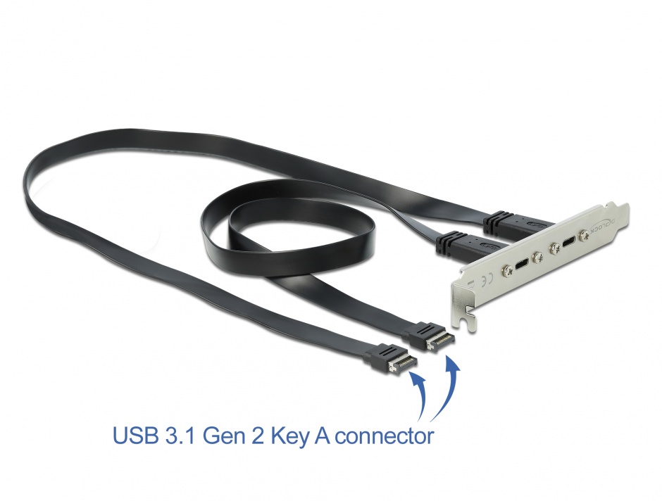 Bracket cu 2 x USB-C 20V/3A, Delock 89935 conectica.ro