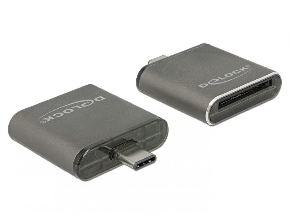 Cititor de carduri USB-C la SDHC / SDXC UHS-II / MMC, Delock 91498 conectica.ro