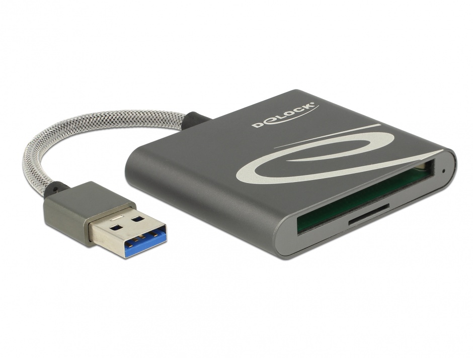 Cititor de carduri usb 3.0 pentru carduri de memorie compact flash sau micro sd, delock 91500