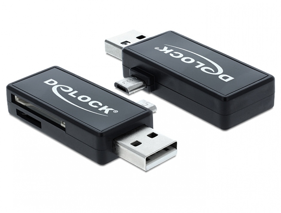 Cititor de carduri micro USB OTG + USB tip A, Delock 91731 conectica.ro