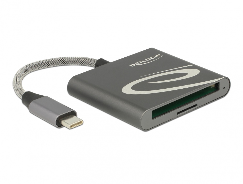 Cititor de carduri USB-C pentru carduri de memorie Compact Flash sau Micro SD, Delock 91744 imagine noua