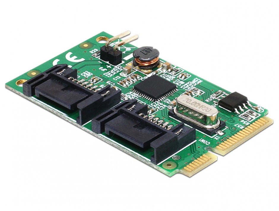 Mini PCIe I/O PCIe full size la 2 x SATA 6 Gb/s, Delock 95233 imagine noua