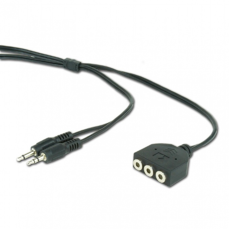 Cablu audio 2 x jack stereo 3.5mm la 3 x jack stereo 3.5mm T-M 1m, CC-MIC-1 conectica.ro