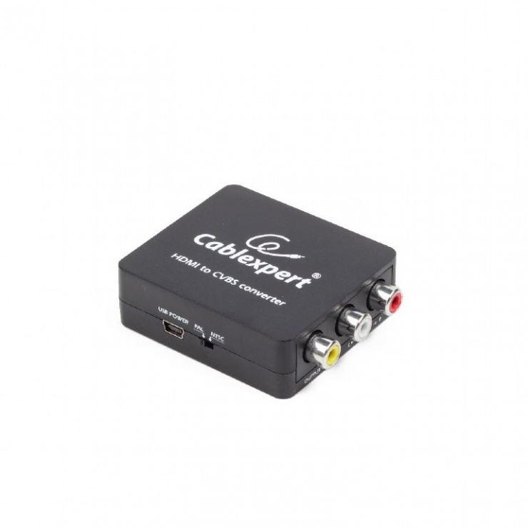 Convertor HDMI la 3 x RCA Composite video + audio Full HD, Gembird DSC-HDMI-CVBS-001 conectica.ro imagine noua tecomm.ro