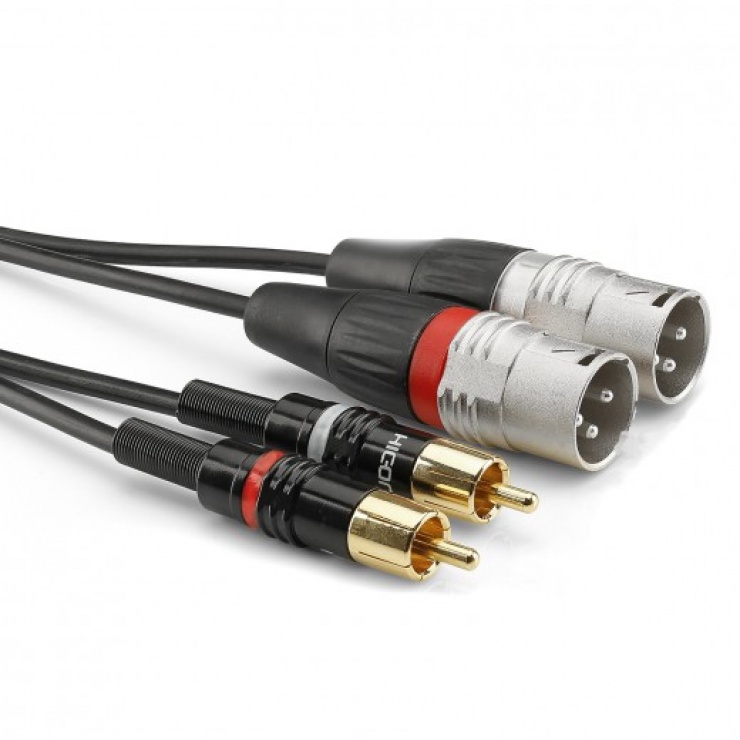 Cablu audio 2 x XLR 3 pini la 2 x RCA T-T 1.5m, HBP-M2C2-0150 imagine noua