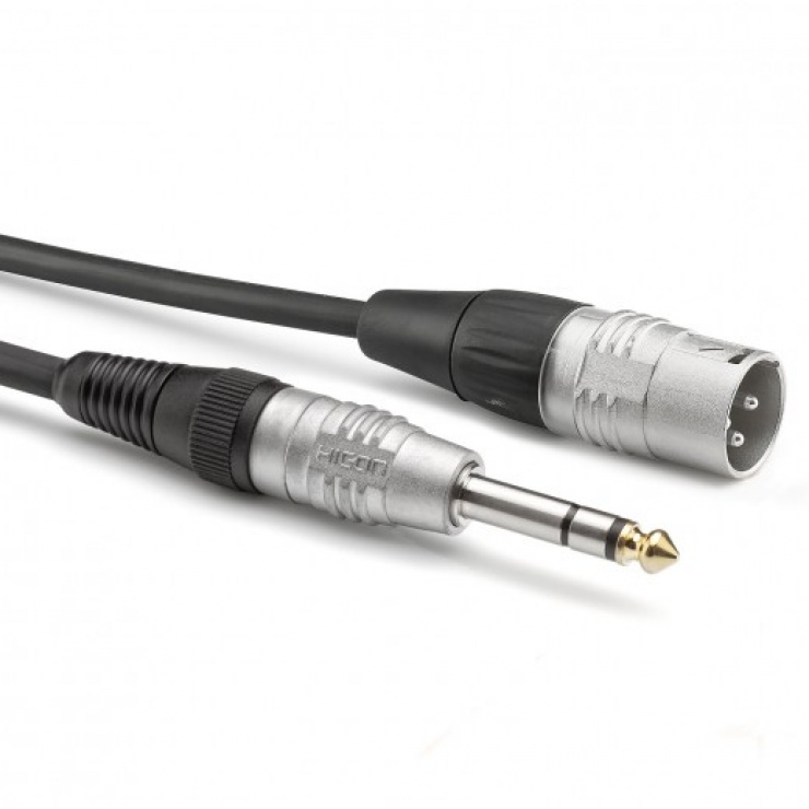 Cablu audio jack stereo 6.35mm la XLR 3 pini T-T 1.5m, HBP-XM6S-0150 conectica.ro