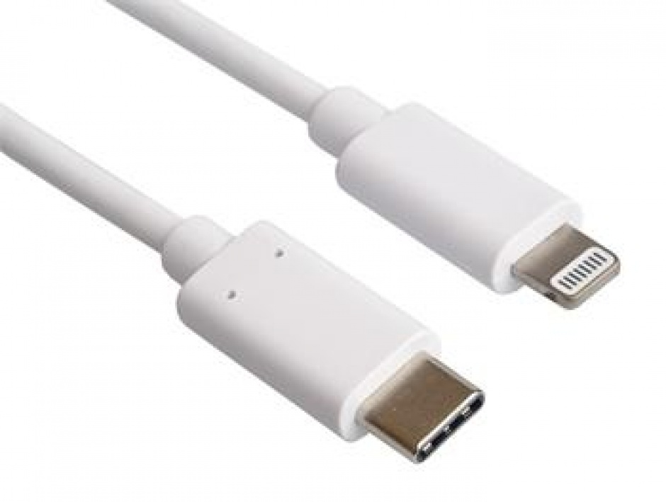 Cablu de date si incarcare USB-C la iPhone Lightning MFI T-T 1m Alb, KIPOD53 conectica.ro