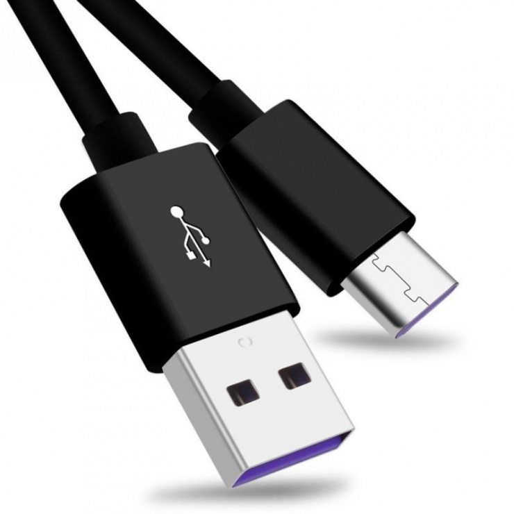 Cablu USB 2.0-C la USB-A T-T 1m 5A Negru, KU31CP1BK conectica.ro
