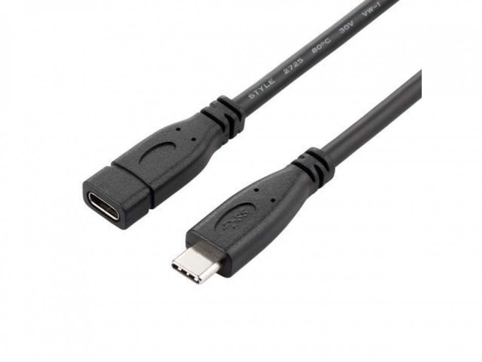 Cablu prelungitor USB 3.1 Gen 2-C T-M 1m Negru, KU31MFA1 conectica.ro