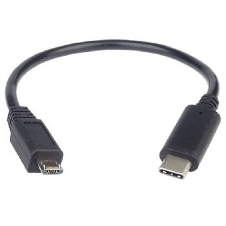 Cablu USB 2.0-C la micro USB T-T 0.2m Negru, KUR31-02 conectica.ro