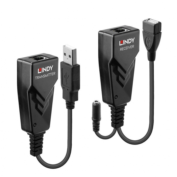 Extender USB 2.0 prin LAN pana la 100m, Lindy L42674 (100M) imagine noua 2022
