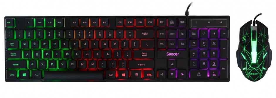 Kit tastatura si mouse USB Gaming RGB, Spacer SP-GK-01 imagine noua